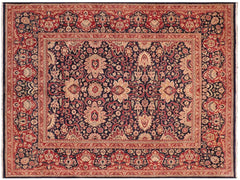 handmade Traditional Sultanabad Drk. Blue Red Hand Knotted RECTANGLE 100% WOOL area rug 8x10