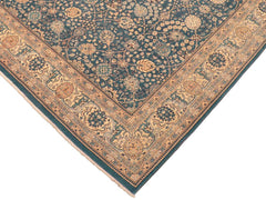 handmade Traditional  Blue Beige Hand Knotted RECTANGLE 100% WOOL area rug 8x10