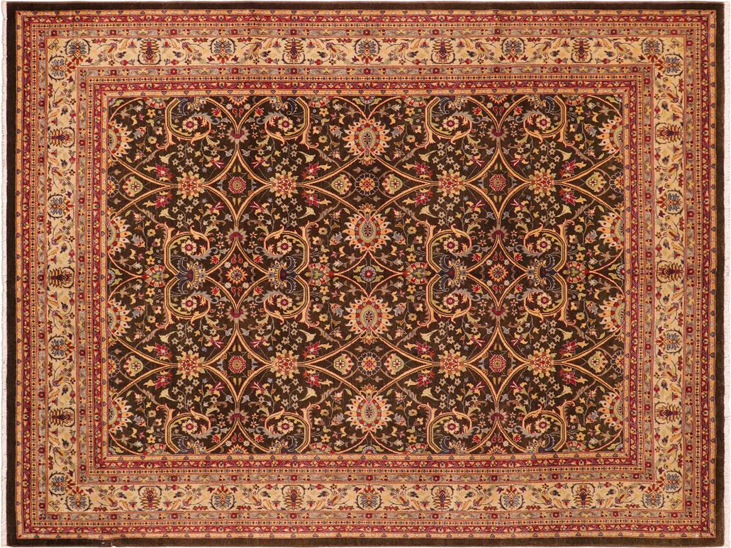 handmade Transitional Design Brown Beige Hand Knotted RECTANGLE 100% WOOL area rug 8x10