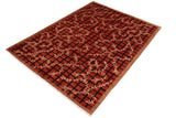 handmade Transitional Lahore Red Brown Hand Knotted RECTANGLE 100% WOOL area rug 6 x 9