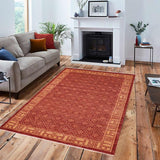 handmade Transitional Kafkaz Chobi Ziegler Red Tan Hand Knotted RECTANGLE 100% WOOL area rug 6 x 8