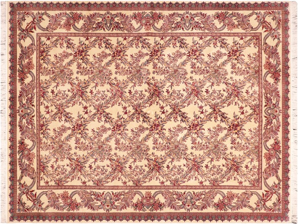 handmade Traditional Basan Ivory Red Hand Knotted RECTANGLE 100% WOOL area rug 6x9
