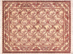 handmade Traditional Basan Ivory Red Hand Knotted RECTANGLE 100% WOOL area rug 6x9
