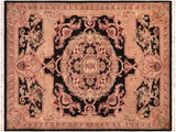 Pak Persian Rozella Black/Pink Wool Rug - 6'1'' x 9'0''
