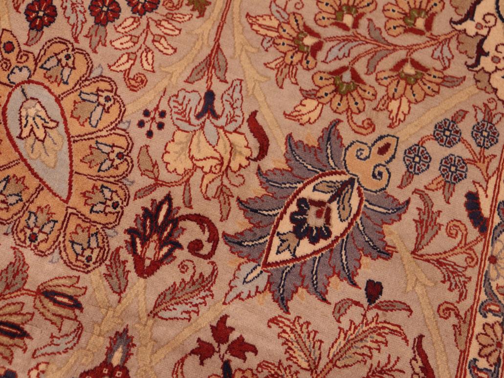 handmade Traditional Shahid Taupe Blue Hand Knotted RECTANGLE 100% WOOL area rug 6x9