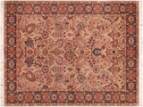 Shahid Pak Persian Ranae Taupe/Blue Wool Rug - 6'2'' x 9'4''