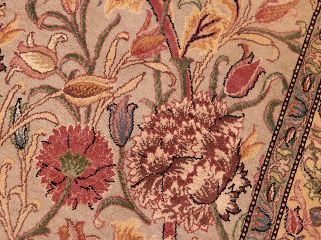 handmade Traditional Kamal Taupe Gold Hand Knotted RECTANGLE 100% WOOL area rug 6x10