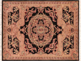 Firdous Pak Persian Hyacinth Black/Pink Wool Rug - 6'2'' x 9'0''