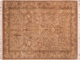 Gulab Pak Persian Erline Taupe/Brown Wool Rug - 6'1'' x 9'7''