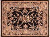 handmade Traditional Gujranwala Black Grey Hand Knotted RECTANGLE 100% WOOL area rug 6x9