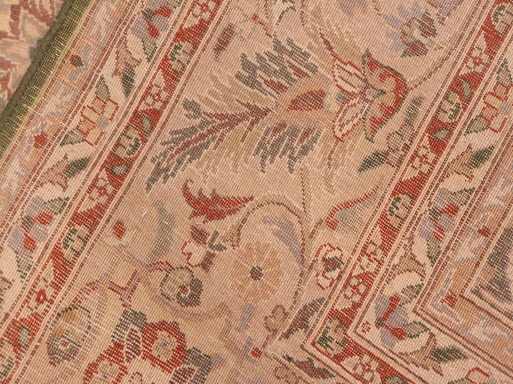 handmade Traditional Mehal Green Beige Hand Knotted RECTANGLE 100% WOOL area rug 6x9