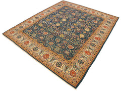 handmade Traditional Design Teal Ivory Hand Knotted RECTANGLE 100% WOOL area rug 8x10
