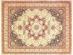 handmade Traditional Kirman Beige Red Hand Knotted RECTANGLE 100% WOOL area rug 9x12
