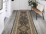 handmade Transitional Design Black Ivory Hand Knotted RUNNER 100% WOOL area rug 3x13