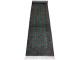 handmade Geometric Bokhara Lt. Green Black Hand Knotted RUNNER 100% WOOL area rug 3x12