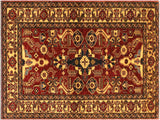 Southwestern Super Kazak Dagny Red/Gold Wool Rug - 3'11'' x 6'2''