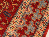 handmade Geometric Super Kazak Red Blue Hand Knotted RECTANGLE 100% WOOL area rug 7x10