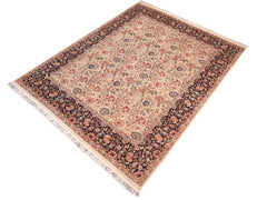 handmade Traditional Irfan Beige Blue Hand Knotted RECTANGLE 100% WOOL area rug 8x10