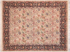 handmade Traditional Irfan Beige Blue Hand Knotted RECTANGLE 100% WOOL area rug 8x10
