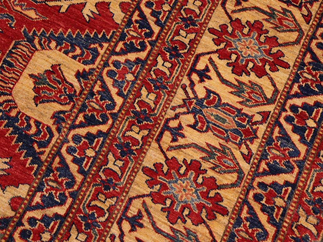 handmade Geometric Super Kazak Red Gold Hand Knotted RECTANGLE 100% WOOL area rug 10x13