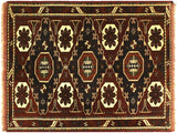 handmade Geometric Kargahi Brown Blue Hand Knotted RECTANGLE 100% WOOL area rug 5x6