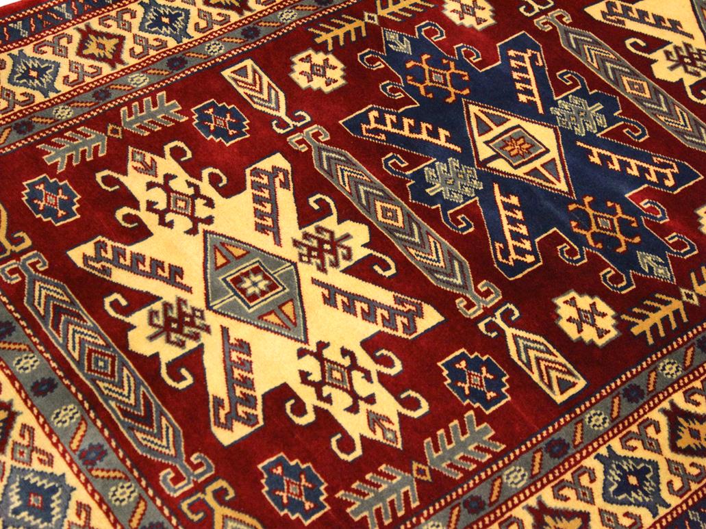 handmade Geometric Sherwan Red Beige Hand Knotted RECTANGLE 100% WOOL area rug 4x6