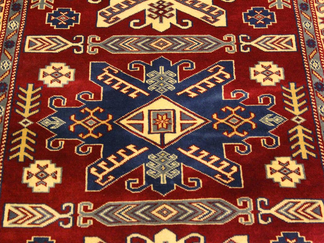 handmade Geometric Sherwan Red Beige Hand Knotted RECTANGLE 100% WOOL area rug 4x6
