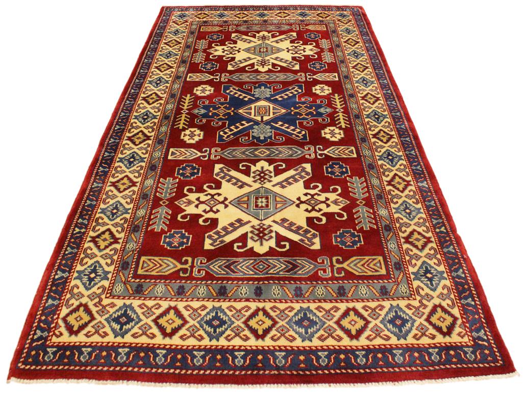 handmade Geometric Sherwan Red Beige Hand Knotted RECTANGLE 100% WOOL area rug 4x6