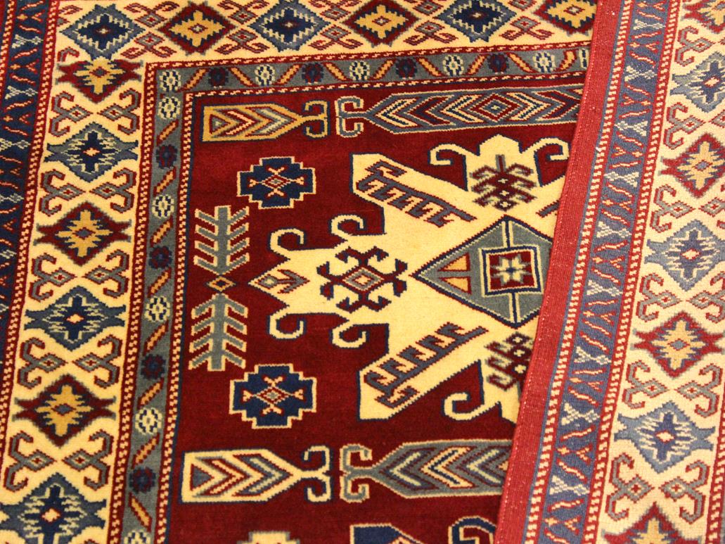 handmade Geometric Sherwan Red Beige Hand Knotted RECTANGLE 100% WOOL area rug 4x6