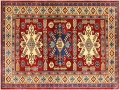 handmade Geometric Sherwan Red Beige Hand Knotted RECTANGLE 100% WOOL area rug 4x6