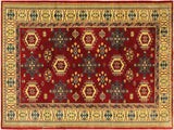 Antique Vintage Sherwan Allyn Red/Gold Wool Rug - 3'9'' x 5'6''