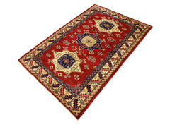 handmade Geometric Sherwan Red Beige Hand Knotted RECTANGLE 100% WOOL area rug 4x6
