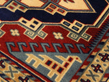 handmade Geometric Sherwan Blue Beige Hand Knotted RECTANGLE 100% WOOL area rug 4x6