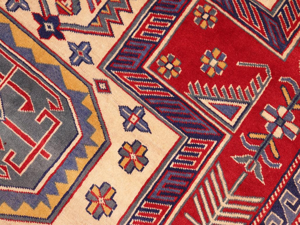 handmade Geometric Sherwan Red Beige Hand Knotted RECTANGLE 100% WOOL area rug 5x6