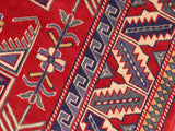 handmade Geometric Sherwan Red Beige Hand Knotted RECTANGLE 100% WOOL area rug 5x6