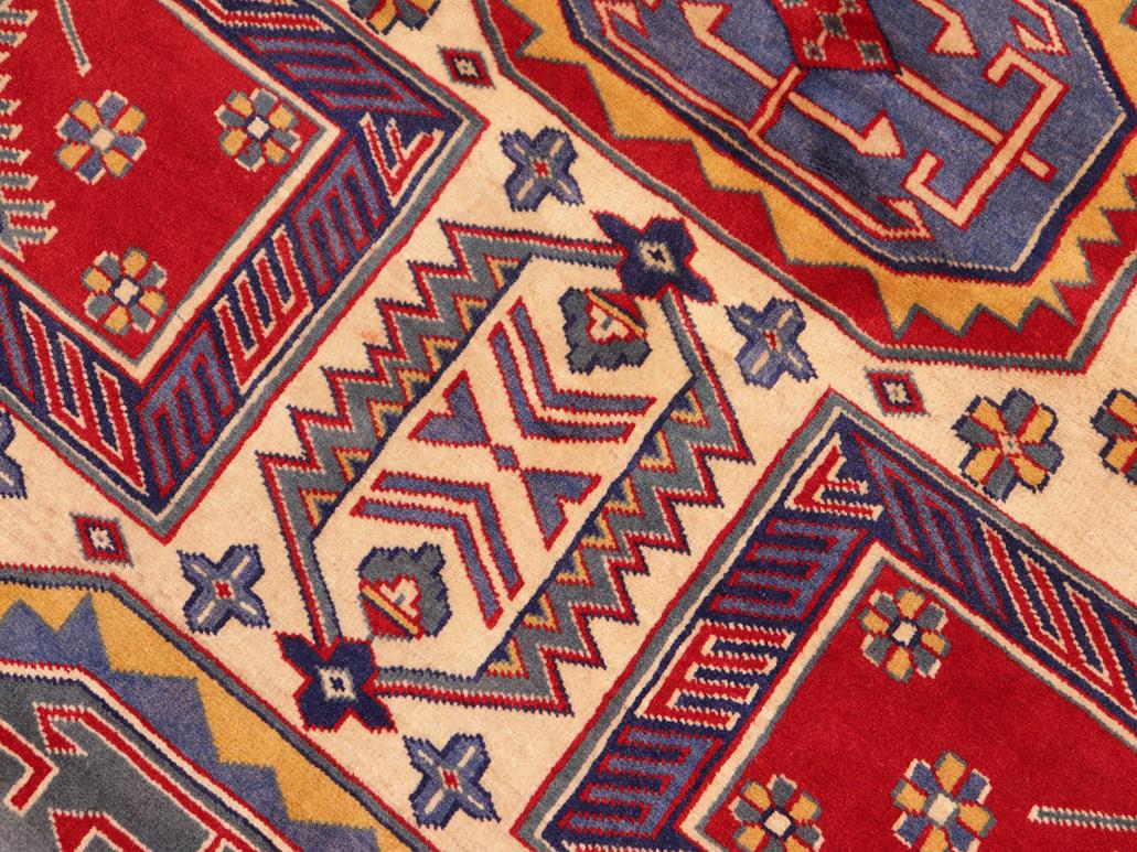 handmade Geometric Sherwan Red Beige Hand Knotted RECTANGLE 100% WOOL area rug 5x6