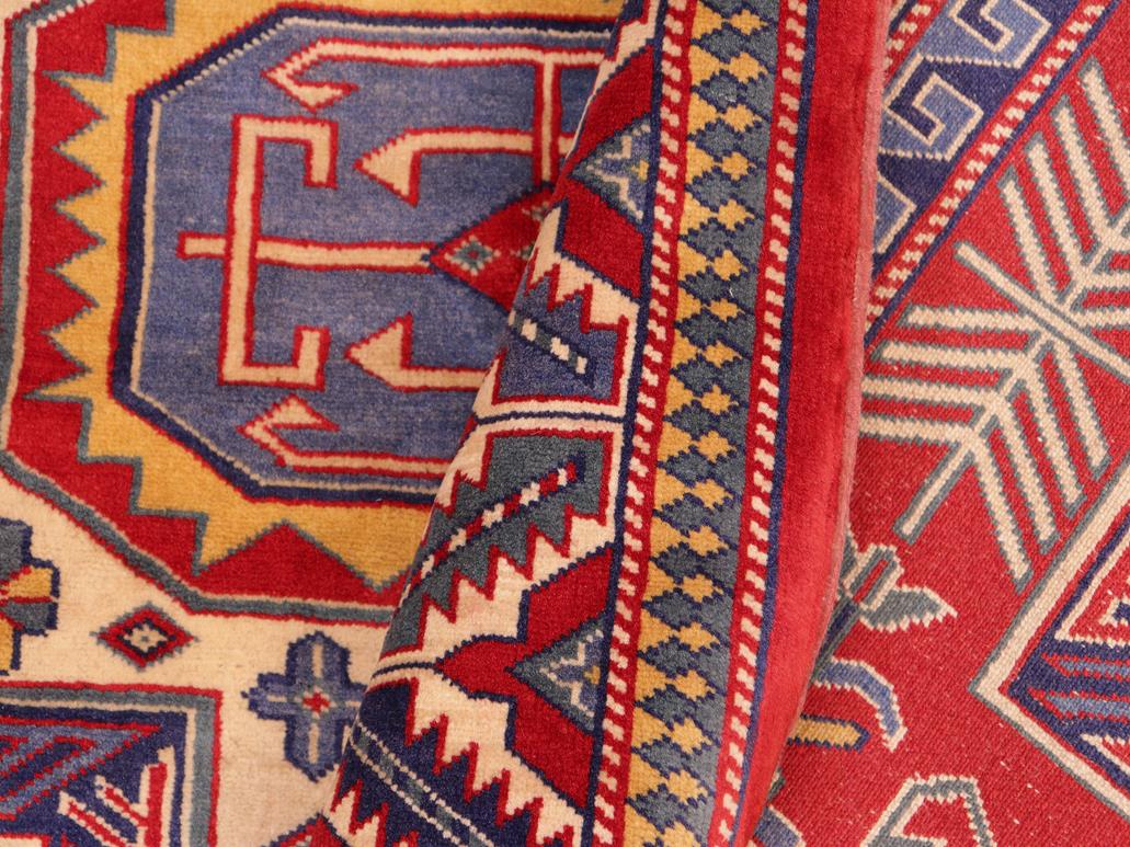 handmade Geometric Sherwan Red Beige Hand Knotted RECTANGLE 100% WOOL area rug 5x6