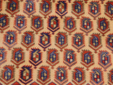 handmade Geometric Sherwan Beige Blue Hand Knotted RECTANGLE 100% WOOL area rug 7x10