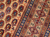 handmade Geometric Sherwan Beige Blue Hand Knotted RECTANGLE 100% WOOL area rug 7x10