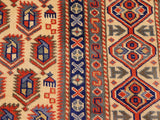handmade Geometric Sherwan Beige Blue Hand Knotted RECTANGLE 100% WOOL area rug 7x10