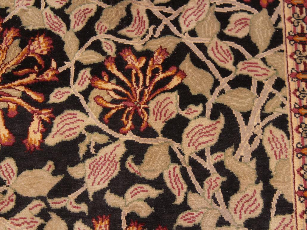 handmade Transitional Honeysuckle Black Tan Hand Knotted RECTANGLE 100% WOOL area rug 6x9