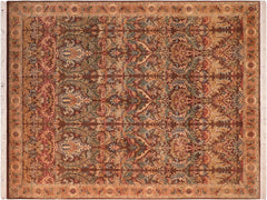 handmade Traditional Imran Brown Gold Hand Knotted RECTANGLE 100% WOOL area rug 8x11