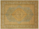handmade Traditional Design Lt. Blue Gold Hand Knotted RECTANGLE 100% WOOL area rug 6x7