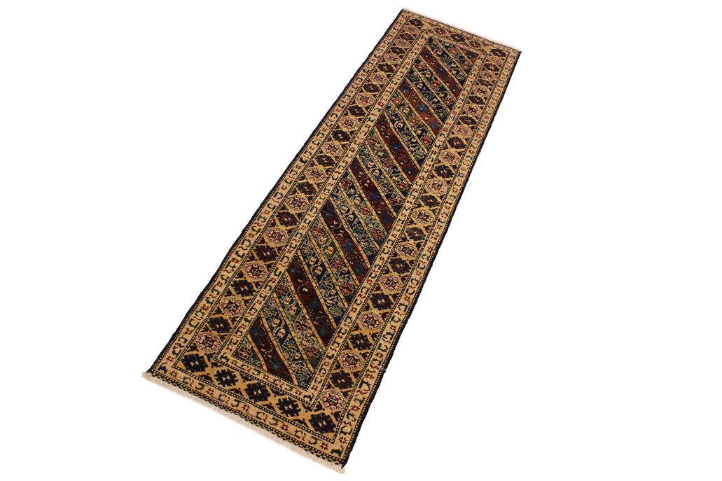 handmade Transitional Kafkaz Blue Ivory Hand Knotted RUNNER 100% WOOL area rug 3 x 25