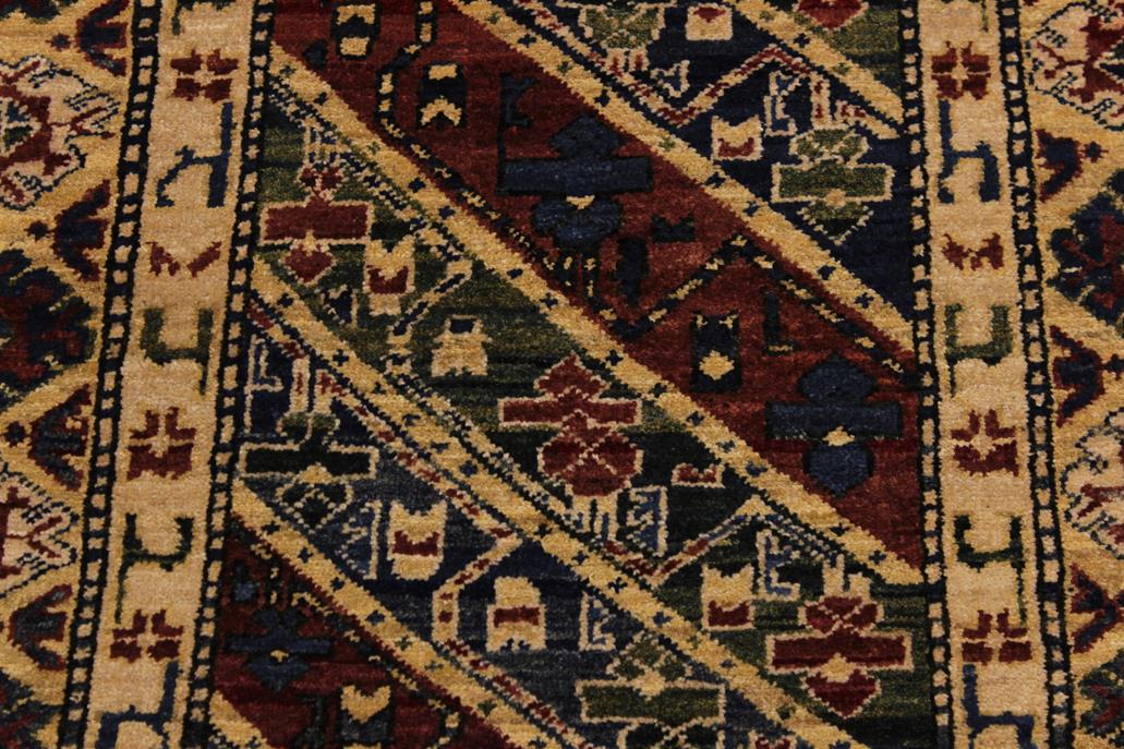 handmade Transitional Kafkaz Blue Ivory Hand Knotted RUNNER 100% WOOL area rug 3 x 25