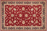 Shabby Chic Ziegler Valene Red Blue Hand-Knotted Wool Rug - 6'3'' x 8'10''