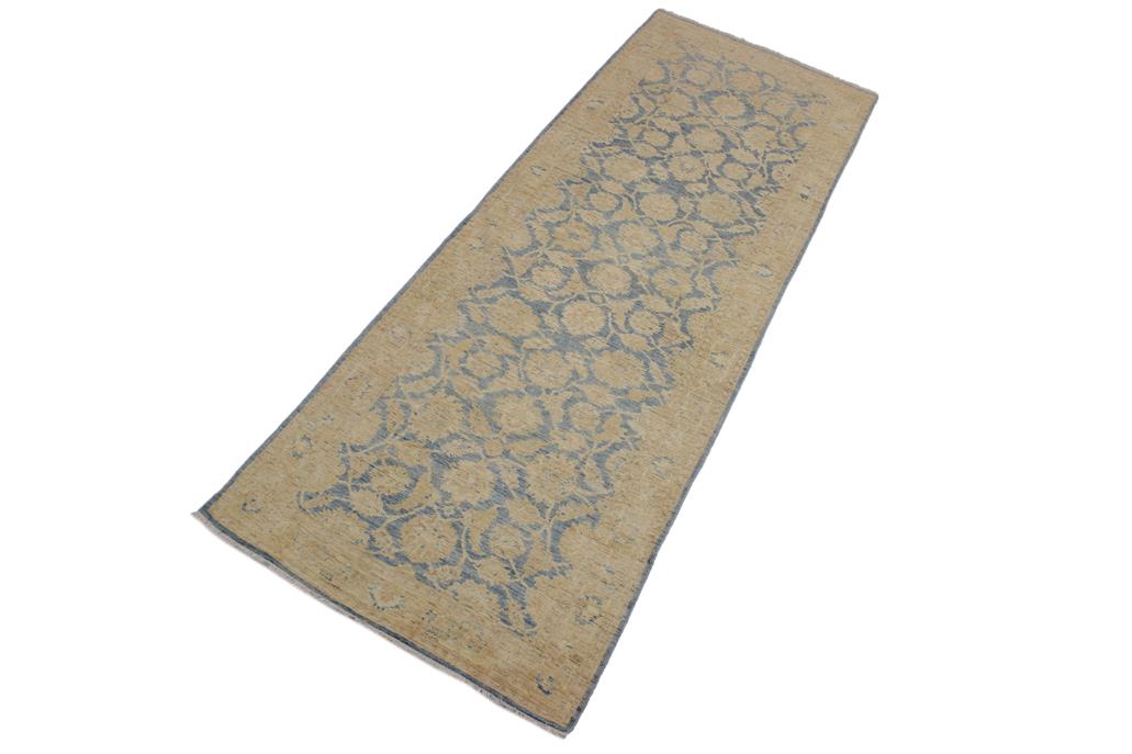 handmade Traditional Kafkaz Blue Gold Hand Knotted RUNNER 100% WOOL area rug 4 x 11