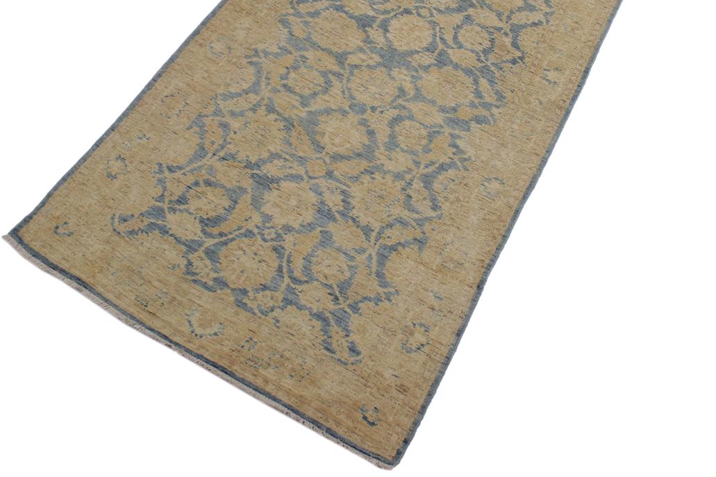 handmade Traditional Kafkaz Blue Gold Hand Knotted RUNNER 100% WOOL area rug 4 x 11
