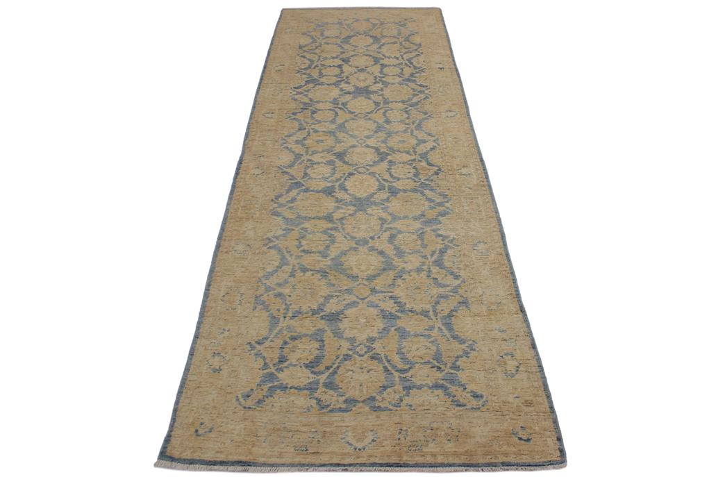handmade Traditional Kafkaz Blue Gold Hand Knotted RUNNER 100% WOOL area rug 4 x 11
