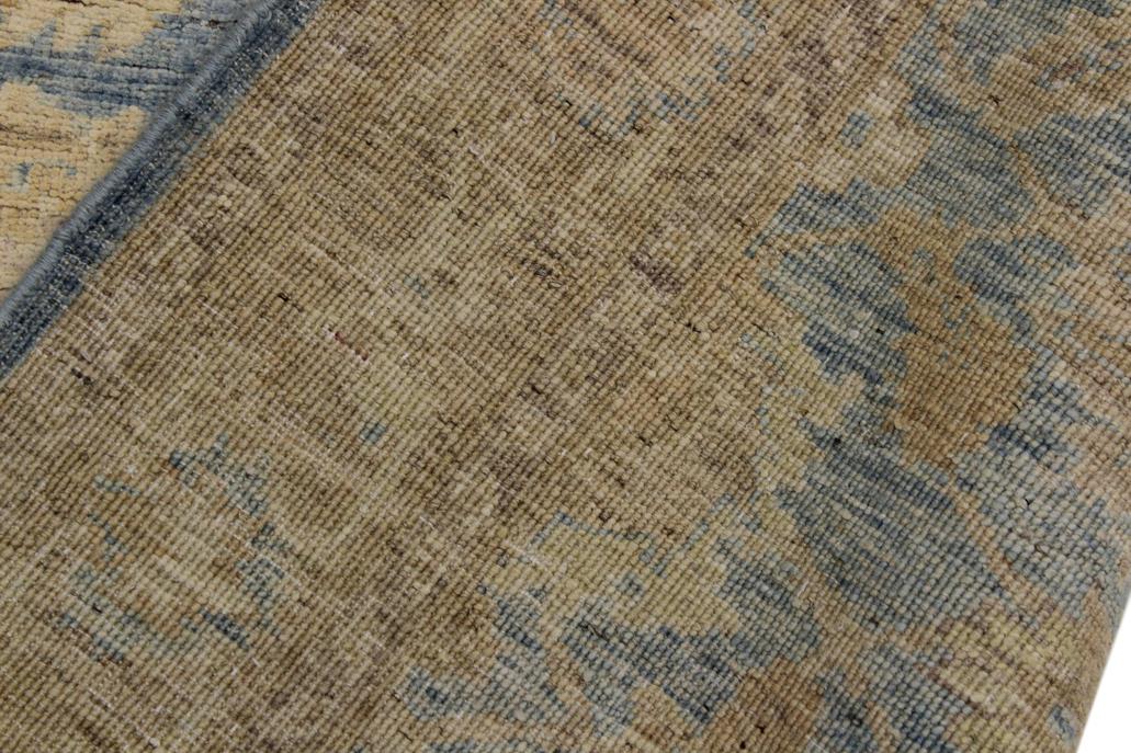 handmade Traditional Kafkaz Blue Gold Hand Knotted RUNNER 100% WOOL area rug 4 x 11